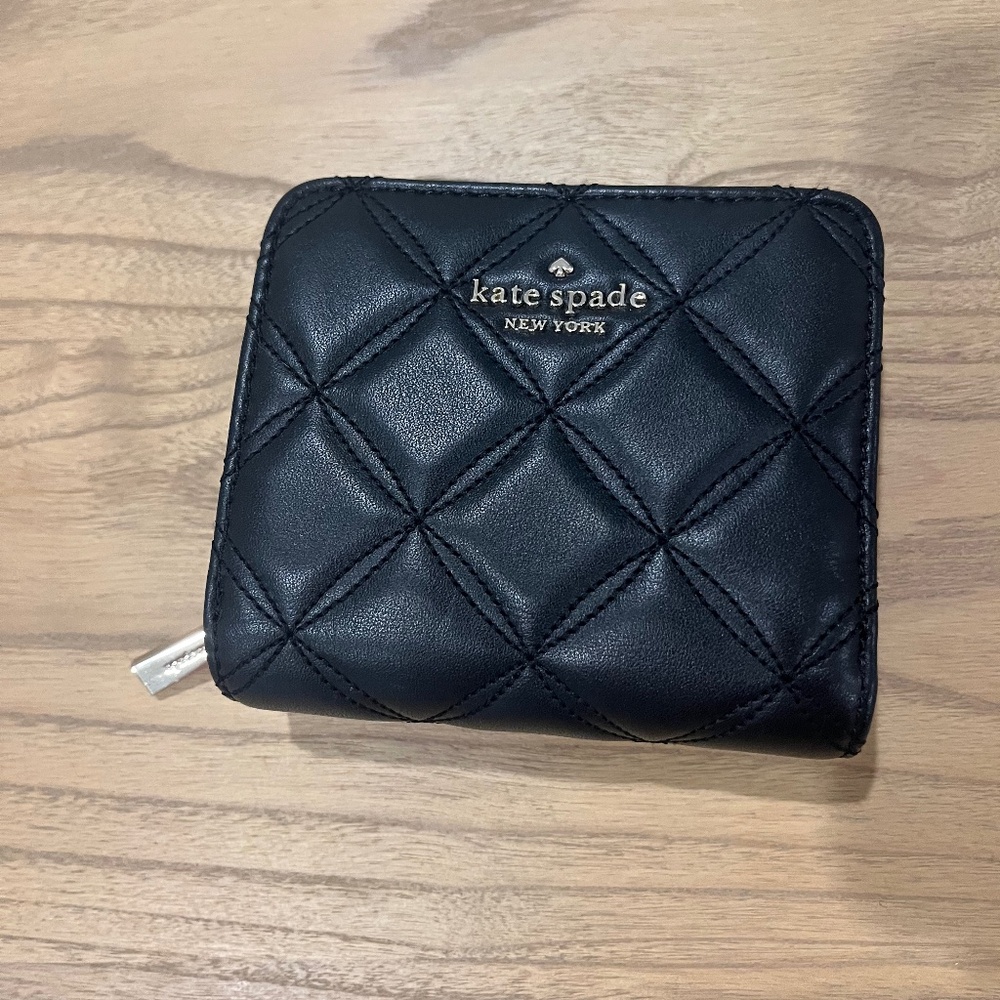 Kate Spade Quilted Black Zip-Around Wallet